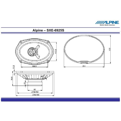 ALPINE   GARSIAKALBIAI AUTOMOBILIUI  SXE-6925S KOKSIALINIAI 150X230MM 6