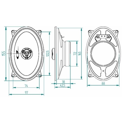 ALPINE   GARSIAKALBIAI AUTOMOBILIUI  SXE-4625S KOKSIALINIAI 10X15CM 2X150W 2-JŲ JUOSTŲ KAINA UŽ 2 VNT.