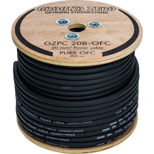 GROUND ZERO 20 MM² HIGH QUALITY OFC POWER WIRE 50M – BLACK