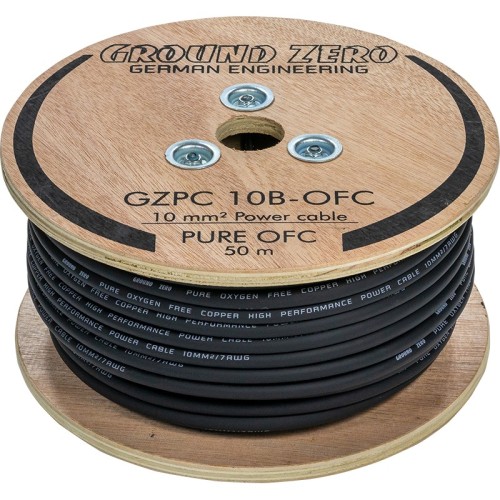 GROUND ZERO 10 MM² HIGH QUALITY OFC POWER WIRE 50M – BLACK