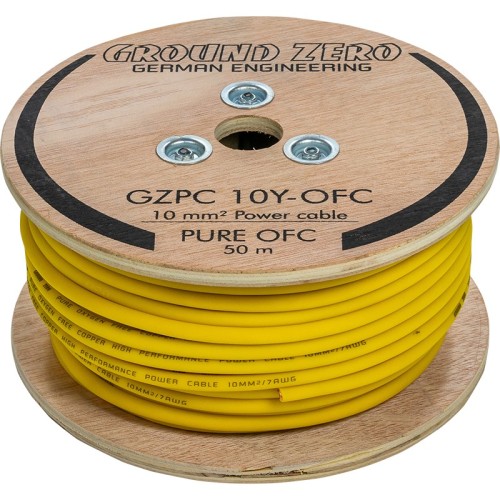 GROUND ZERO 10 MM² HIGH QUALITY OFC POWER WIRE 50M – YELLOW