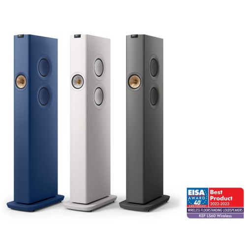 KEF LS60 WIRELESS, GRINDINĖS BELAIDĖS HI-FI GARSO KOLONĖLĖS GALIA: 500W, D IR AB KLASĖS STIPRINTUVAI SUMONTUOTI, POPULIARIAUSIŲ TRANSLIAVIMO SERVISŲ PALAIKYMAS 