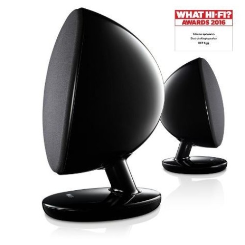 KEF EGG BELAIDĖ SKAITMENINĖ MUZIKOS SISTEMA DVIGUBAS D KLASĖS STIPRINTUVAS AUX JUNGTIS MINI USB-B IR MINI TOSLINK JUNGTIS  