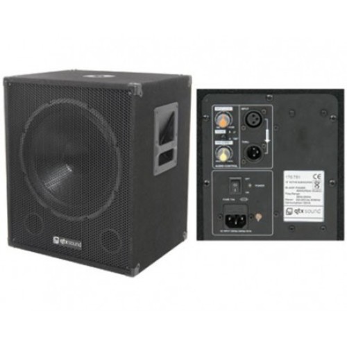 QTX QT18SA ŽEMŲ DAŽNIŲ KOLONĖLĖ SU STIPRITNUVU MAX GALIA 1000W RMS GALIA 250W GALIOS PALAIKYMAS 230VAC, 50HZ (IEC) 