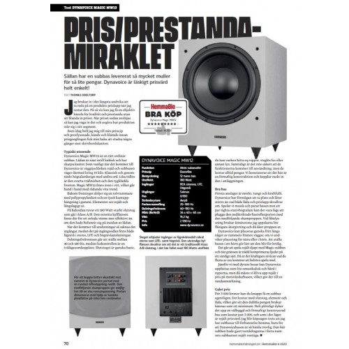 DYNAVOICE MAGIC MW-12 ŽEMŲ DAŽNIŲ KOLONĖLĖ DAŽNIŲ JUOSTA 25 - 180 HZ, GALIA 250 W 