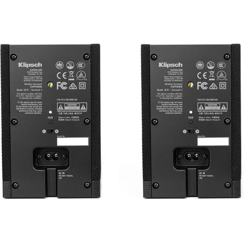 KLIPSCH SURROUND 3, PAPILDOMOS BELAIDĖS ERDVINIO GARSO KOLONĖLĖS SOUNDBARUI GALIA: 60W, DAŽNIŲ JUOSTA: 120 HZ - 20KHZ, DOLBY DIGITAL PALAIKYMAS, DOLBY DTS PALAIKYMAS 