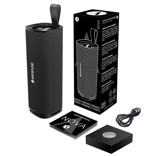 ARCSOUND NOVA – NEŠIOJAMA BLUETOOTH KOLONĖLĖ, SUKURTA MOBILUMUI IR LAISVALAIKIUI. VEIKIMO LAIKAS (BATERIJA): IKI 12 VALANDŲ 