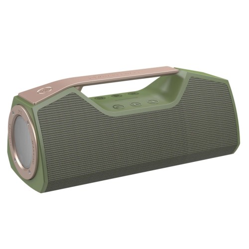 WHARFEDALE EXSON-M – NEŠIOJAMAS BLUETOOTH GARSIAKALBIS. GALINGUMAS: 25 W (MAKSIMALUS), BATERIJA: 5000 MAH, ATKŪRIMO LAIKAS: IKI 8 VALANDŲ, ĮKROVIMO LAIKAS: APIE 4 VALANDAS (NAUDOJANT USB TYPE-C ĮKROVIMĄ) 