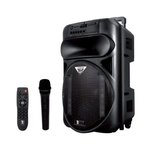 SYSTEM ONE PARTY BOX PB15B MOBILI GARSO KOLONĖLĖ - SISTEMA SU AKUMULIATORIUM IR MIKROFONU BLUETOOTH, USB, TF MAKSIMALI GALIA 350W 