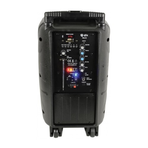 QTX PAL10 GARSO SISTEMA SU AKUMULIATORIUMI, USB/SD/FM/BT, LED EFEKTAS + VHF MIKROFONAS 