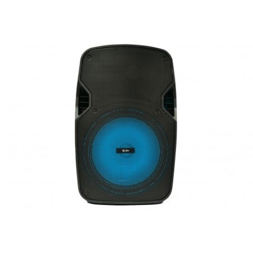 QTX PAL12 NEŠIOJAMA GARSO SISTEMA SU AKUMULIATORIUMI, LED ŠVIESOS EFEKTU + 2 VNT BELAIDŽIŲ VHF MIKROFONŲ, USB/SD/FM/BLUETOOTH 