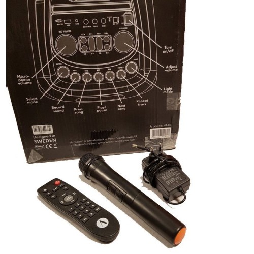 ARCSOUND HAZE PARTYBOX NEŠIOJAMA GARSO KOLONĖLĖ SISTEMA SU BEVIELIU MIKROFONU. LED APŠVIETIMU, SD/USB, GALIA 120 W, VEIKIMO TRUKMĖ: 11 VALANDŲ/ĮKROVA PER 8 VALANDAS, BLUETOOTH 5.0 