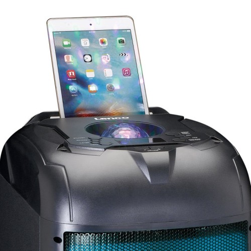 LENCO PA 260BK, NEŠIOJAMA GARSO SISTEMA SU RGB APŠVIETIMU GALIA: 150W, ĮMONTUOTAS D KLASĖS STIPRINTUVAS SU X-DRIVE RĖŽIMU, VEIKIMO LAIKAS IKI 12 VAL. (SU ĮJUNGTU APŠVIETIMU IKI 6 VAL.) 