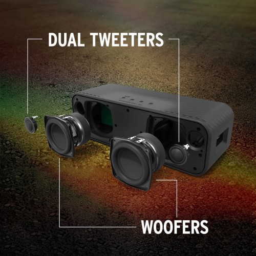 KLIPSCH DETROIT – KOMPAKTIŠKA NEŠIOJAMA BLUETOOTH KOLONĖLĖ („MUSIC CITY“ SERIJA). GALIA: 2 × 15 W RMS KLASIKINIO D‑STIPRINTUVO (≈30 W BENDRAI). BATERIJOS VEIKIMO LAIKAS – IKI 20 VALANDŲ VIENU ĮKROVIMU  