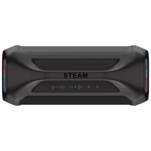 ARCSOUND STEAM – NEŠIOJAMA BOOMBOX TIPO KOLONĖLĖ SU BLUETOOTH, SUKURTA MOBILUMUI IR LAISVALAIKIUI. VEIKIMO LAIKAS (BATERIJA): IKI 15 VALANDŲ 