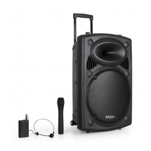 IBIZA SOUND PORT 15UHF-BT GARSO SISTEMA SU AKUMULIATORIUMI RMS/MAX. GALIA : 400/800W BLEUTOOTH USB/MP3 FM TUNERIS ĮMONTUOTAS PAKROVĖJAS 