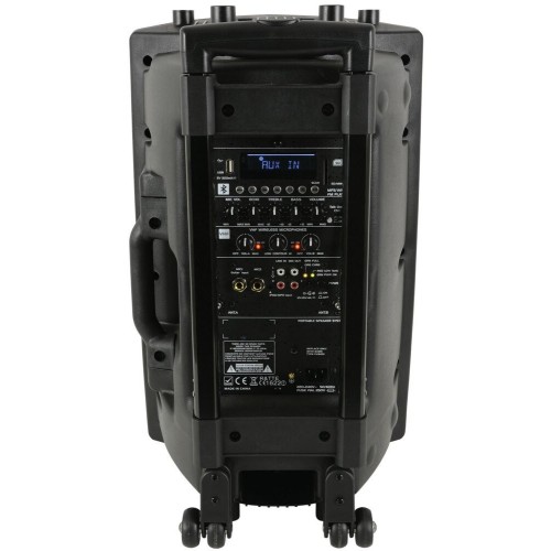 QTX QX15PA-PLUS ĮKRAUNAMA GARSO SISTEMA 2 X UHF MIKROFONAI IKI 8 VAL. GROJIMAS STIPRINTUVO IŠĖJIMAS 50 + 50WRMS GALIOS SUVARTOJIMAS 220-240VAC, 50/60HZ (IEC) 