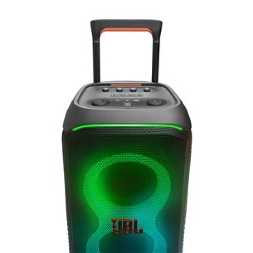 JBL PARTYBOX 320 NEŠIOJAMA BELAIDĖ BLUETOOTH GARSO SISTEMA GROJIMO LAIKAS IKI 18 VAL, GALIA 240W IPX4 ATSPARUMO VANDENIUI STANDARTAS ŠVIESOS EFEKTAI IR MIKROFONO VALDYMAS 