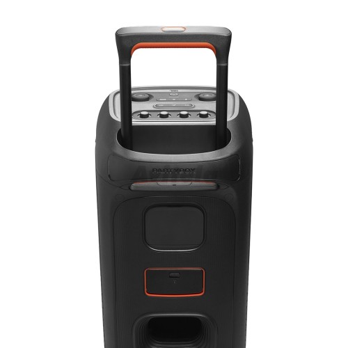JBL PARTYBOX 320 NEŠIOJAMA BELAIDĖ BLUETOOTH GARSO SISTEMA GROJIMO LAIKAS IKI 18 VAL, GALIA 240W IPX4 ATSPARUMO VANDENIUI STANDARTAS ŠVIESOS EFEKTAI IR MIKROFONO VALDYMAS 