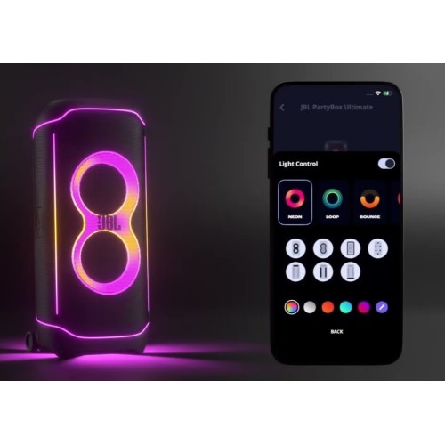 JBL PARTYBOX ULTIMATE NEŠIOJAMA KOLONĖLĖ SU ŠVIESOS EFEKTAIS DAŽNIŲ JUOSTA GALIA 1100W, 30HZ-20KHZ (-6DB), 