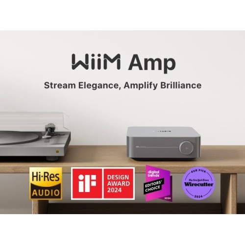 WIIM AMP INTEGRUOTAS GARSO STIPRINTUVAS GALIA: 2 X 100W HDMI ARC DAC: ESS SABRE ES9018K2M, WI-FI, BLUETOOTH, PROGRAMĖLĖ TELEFONUI 