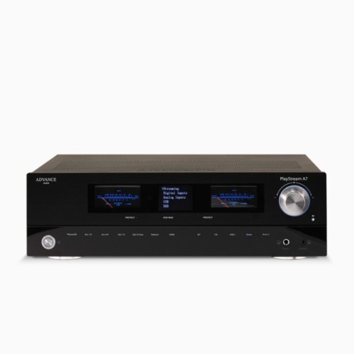 ADVANCE PARIS PLAY STREAM A7, INTEGRUOTAS GARSO STIPRINTUVAS GALIA: KANALUI 115 W PRIE 8 OMŲ, DAC: PCM1796, DAŽNIŲ JUOSTA: 20HZ – 80KHZ 