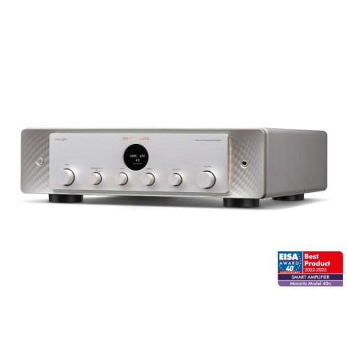 MARANTZ MODEL 40N INTEGRUOTAS STEREO GARSO STIPRINTUVAS SU TINKLO GROTUVU IR HDMI ARC 70W + 70W (PRIE 8 OMŲ) IR 100W + 100W (PRIE 4 OMŲ), DAŽNIŲ JUOSTA: 5HZ - 50KHZ, PALAIKOMA: SPOTIFY, AMAZON MUSIC HD, TIDAL 