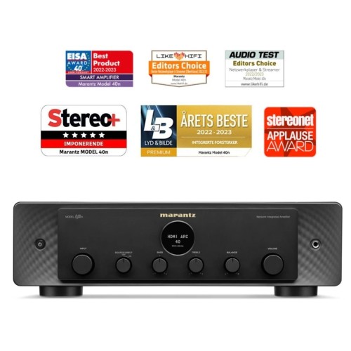 MARANTZ MODEL 40N INTEGRUOTAS STEREO GARSO STIPRINTUVAS SU TINKLO GROTUVU IR HDMI ARC 70W + 70W (PRIE 8 OMŲ) IR 100W + 100W (PRIE 4 OMŲ), DAŽNIŲ JUOSTA: 5HZ - 50KHZ, PALAIKOMA: SPOTIFY, AMAZON MUSIC HD, TIDAL 