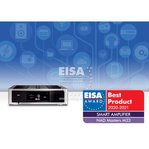 NAD M33 BLUOS® DAC GARSO STIPRINTUVAS RESYVERIS SU INTERNETINIU GROTUVU BLUETOOTH APTX HD 5.0, GALIA: 700W, DAŽNIŲ JUOSTA: ±0.2 DB (20 HZ -20 KHZ) -3 DB AT 60 KHZ. 