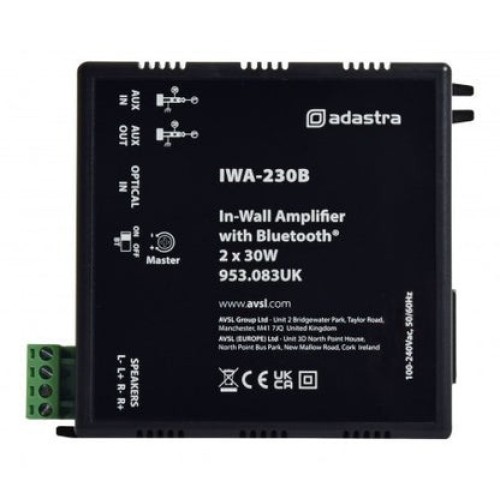 ADASTRA IWA230B Į SIENĄ MONTUOJAMAS STIPRINTUVAS SU BLUETOOTH PALAIKYMU IŠĖJIMO GALIA: 4 OMAI 2X30 W, BLUETOOTH: 4.0 VERSIJA 