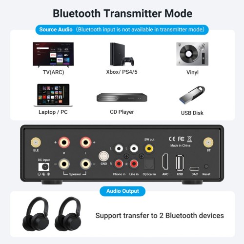 ARYLIC B50 BLUETOOTH STEREO STIPRINTUVAS SU AUDIO SIŲSTUVU GALIA 2 X 50W  HDMI ARC, USB GROTUVAS, PROGRAMĖLĖ TELEFONUI, APTX HD  