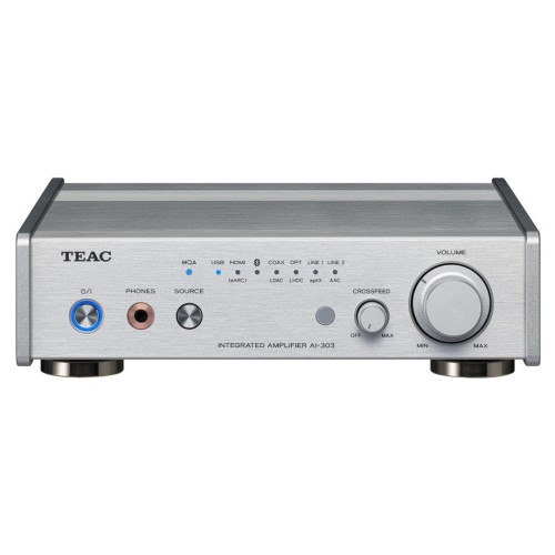 ​TEAC AI-303 – KOMPAKTIŠKAS INTEGRUOTAS A/B - KLASĖS STIPRINTUVAS SU USB DAC FUNKCIJA, GALIA:  50 W + 50 W (4 Ω, 1 KHZ, THD 0,03%, JEITA).  25 W + 25 W (8 Ω, 1 KHZ, THD 0,03%, JEITA)​​ 