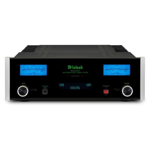 MCINTOSH MA5300 – AUKŠTOS KLASĖS 2 KANALŲ INTEGRUOTAS TRANZISTORINIS STIPRINTUVAS. GALIA: 100 W VIENAM KANALUI PRIE 8 OMŲ, 160 W VIENAM KANALUI PRIE 4 OMŲ. DAŽNIŲ DIAPAZONAS: 20 HZ – 20 000 HZ. 