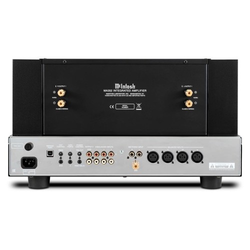 MCINTOSH MA352 – AUKŠTOS KLASĖS 2 KANALŲ HIBRIDINIS INTEGRUOTAS STIPRINTUVAS, DERINANTIS LEMPINIO IR TRANZISTORINIO STIPRINIMO TECHNOLOGIJAS. GALIA: 200 W VIENAM KANALUI PRIE 8 OMŲ, 320 W VIENAM KANALUI PRIE 4 OMŲ. 