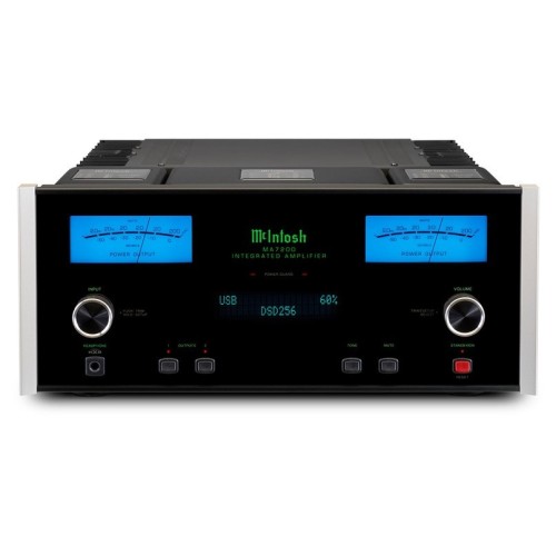 MCINTOSH MA7200 – AUKŠTOS KLASĖS 2 KANALŲ INTEGRUOTAS TRANZISTORINIS STIPRINTUVAS. GALIA: 200 W VIENAM KANALUI PRIE 2, 4 ARBA 8 OMŲ APKROVOS.  DAŽNIŲ JUOSTA: +0, -0,5 DB NUO 10 HZ IKI 100 000 HZ. 