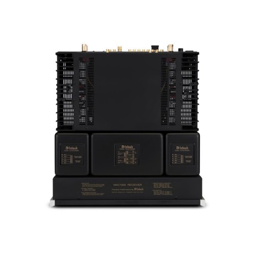 MCINTOSH MAC7200 – AUKŠTOS KLASĖS 2 KANALŲ INTEGRUOTAS TRANZISTORINIS STIPRINTUVAS SU RADIJO IMTUVU. GALIA: 200 W VIENAM KANALUI PRIE 2, 4 ARBA 8 OMŲ APKROVOS. INTEGRUOTAS AM/FM RADIJO IMTUVAS SU 20 STOČIŲ ATMINTIMI. 