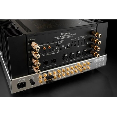 MCINTOSH MA9500 – AUKŠTOS KLASĖS 2 KANALŲ INTEGRUOTAS TRANZISTORINIS STIPRINTUVAS. GALIA: 300 W VIENAM KANALUI PRIE 2, 4 ARBA 8 OMŲ APKROVOS.  DAŽNIŲ JUOSTA: +0, -0,5 DB NUO 10 HZ IKI 100 000 HZ. 