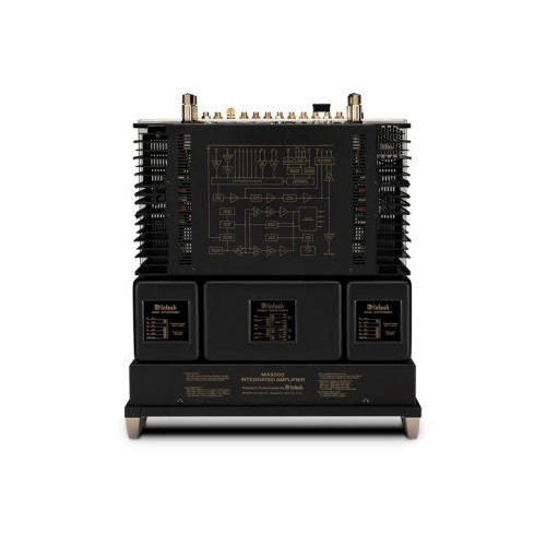 MCINTOSH MA9500 – AUKŠTOS KLASĖS 2 KANALŲ INTEGRUOTAS TRANZISTORINIS STIPRINTUVAS. GALIA: 300 W VIENAM KANALUI PRIE 2, 4 ARBA 8 OMŲ APKROVOS.  DAŽNIŲ JUOSTA: +0, -0,5 DB NUO 10 HZ IKI 100 000 HZ. 