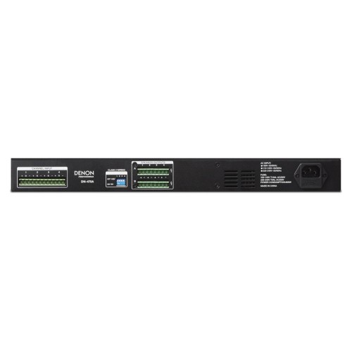 DENON PRO DN-470A 4-TURIŲ KANALŲ GARSO STIPRINTUVAS DAŽNIŲ JUOSTA 100 HZ - 15 KHZ (0 +/-1 DBV), JAUTRUMAS 0.9 - 1.1 V (0 +/-1 DBV) 