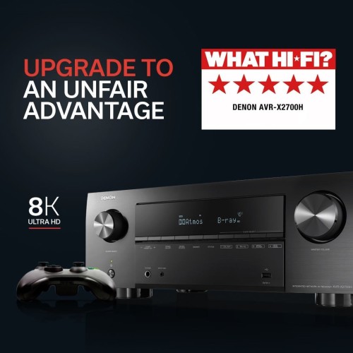 DENON AVR-X2700H 7.2 KANALŲ 8K NAMŲ KINO STIPRINTUVAS APPLE AIRPLAY, AMAZON ALEXA BEI GOOGLE ASSSISTANT PALAIKYMAS, INTEGRUOTA HEOS TECHNOLOGIJA 