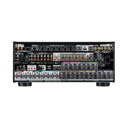 DENON AVC-A10H NAMŲ KINO STIPRINTUVAS GALIA:150 W PER KANALĄ (8 OMŲ, 20 HZ – 20 KHZ, 0.08% THD), DAŽNIO ATSAKAS:  10 HZ – 100 KHZ (-3 DB) 
