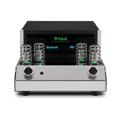 MCINTOSH C8 – AUKŠTOS KLASĖS 2 KANALŲ LEMPINIS PRADINIS STIPRINTUVAS. 5 ANALOGINIAI ĮĖJIMAI (1 BALANSINIS, 2 NEBALSANSINIAI, 2 FONINIAI).  DAŽNIŲ JUOSTA: +0, -0,5 DB NUO 10 HZ IKI 100 000 HZ. 