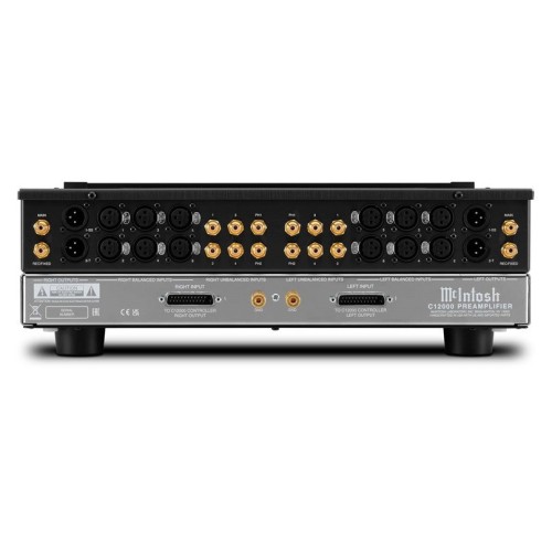 MCINTOSH C12000 – AUKŠTOS KLASĖS DVIEJŲ DALIŲ LEMPINIS PRADINIS STIPRINTUVAS. IŠĖJIMO ĮTAMPA:  12 V (BALANSUOTAS IŠĖJIMAS).  6 V (NEBALSANSUOTAS IŠĖJIMAS).  DAŽNIŲ JUOSTA: +0, -0,5 DB NUO 10 HZ IKI 100 000 HZ. 