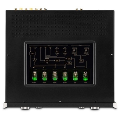 MCINTOSH C22 MK V – AUKŠTOS KLASĖS 2 KANALŲ LEMPINIS PRADINIS STIPRINTUVAS. GALIA: 12 V (BALANSUOTAS IŠĖJIMAS), 6 V (NEBALSANSUOTAS IŠĖJIMAS).  DAŽNIŲ JUOSTA: +0, -0,5 DB NUO 10 HZ IKI 100 000 HZ. 
