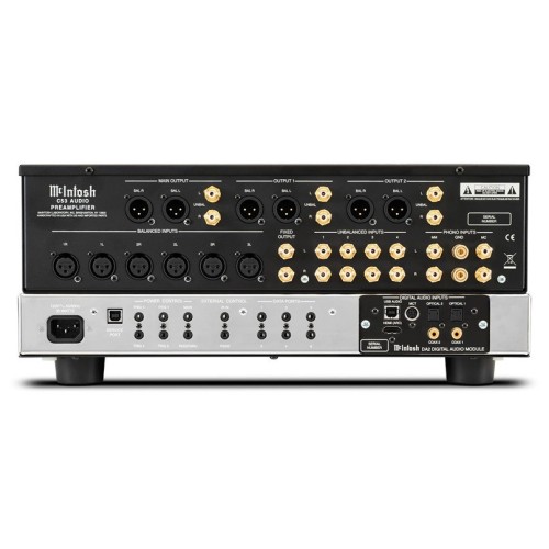 MCINTOSH C53 – AUKŠTOS KLASĖS 2 KANALŲ PRADINIS STIPRINTUVAS. GALIA: 12 V (BALANSUOTAS IŠĖJIMAS), 6 V (NEBALSANSUOTAS IŠĖJIMAS).  DAŽNIŲ JUOSTA: +0, -0,5 DB NUO 10 HZ IKI 100 000 HZ. 