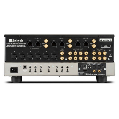 MCINTOSH C2700 – AUKŠTOS KLASĖS 2 KANALŲ LEMPINIS PRADINIS STIPRINTUVAS. GALIA: 16 V (BALANSUOTAS IŠĖJIMAS), 8 V (NEBALSANSUOTAS IŠĖJIMAS).  DAŽNIŲ JUOSTA: +0, -0,5 DB NUO 10 HZ IKI 100 000 HZ. 