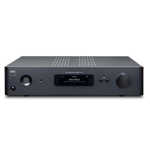 NAD C 389, HIBRIDINIS SKAITMENINIS GARSO STIPRINTUVAS GALIA: 210W, VARŽA: 8 OMAI, JITTER-FREE 32-BIT/384KHZ ESS SABRE 9028 DAC, MDC2 BLUOS-D MODULIS 