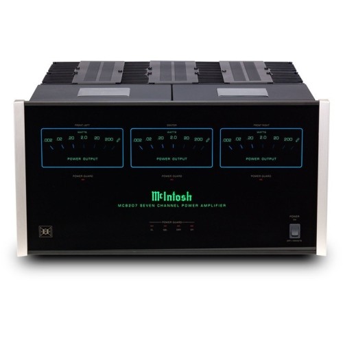 MCINTOSH MC8207 – AUKŠTOS KLASĖS 7 KANALŲ GALIOS STIPRINTUVAS. GALIA: 200 W VIENAM KANALUI PRIE 4 ARBA 8 OMŲ APKROVOS. DAŽNIŲ JUOSTA: +0, -0,25 DB NUO 20 HZ IKI 20 000 HZ. 