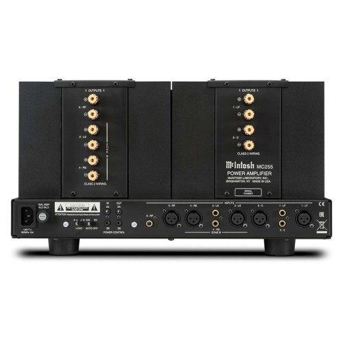 MCINTOSH MC255 – AUKŠTOS KLASĖS 5 KANALŲ GALIOS STIPRINTUVAS. GALIA: 250 W VIENAM KANALUI PRIE 2, 4 ARBA 8 OMŲ APKROVOS. DAŽNIŲ JUOSTA: +0, -0,25 DB NUO 20 HZ IKI 20 000 HZ. 