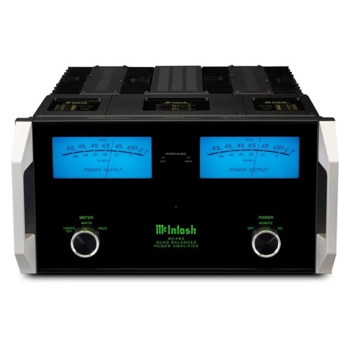 MCINTOSH MC462 – AUKŠTOS KLASĖS DVIEJŲ KANALŲ GALIOS STIPRINTUVAS. GALIA: 450 W VIENAM KANALUI PRIE 2, 4 ARBA 8 OMŲ APKROVOS. DAŽNIŲ JUOSTA: +0, -0,25 DB NUO 20 HZ IKI 20 000 HZ. 
